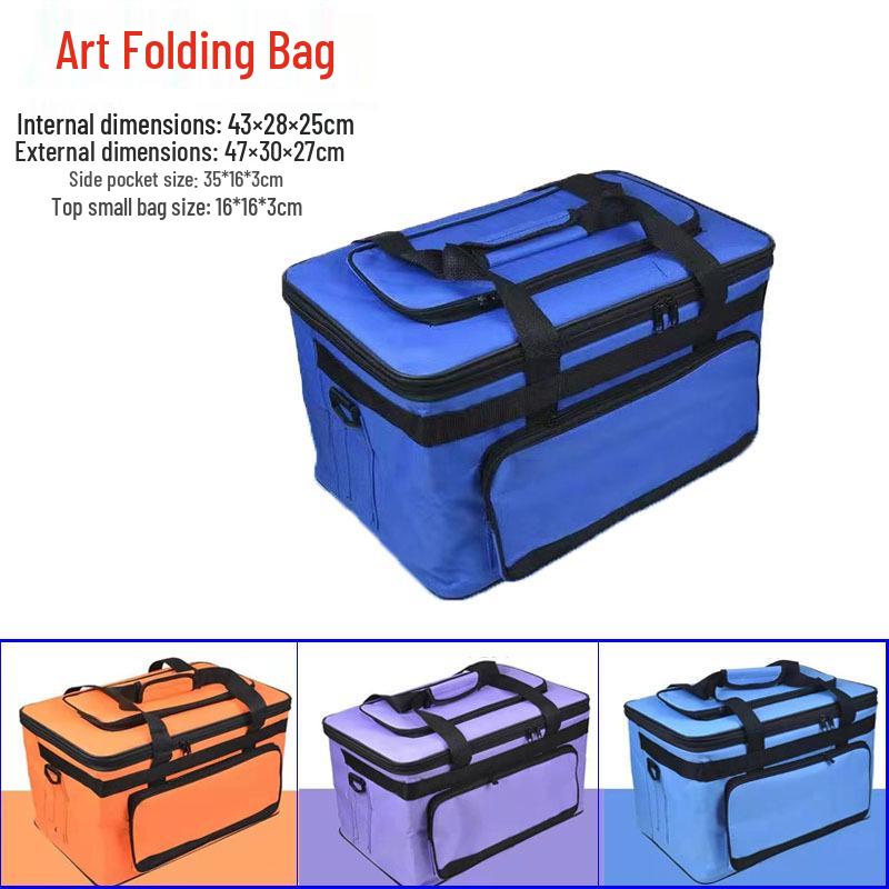

Waterproof Canvas Art Tool Kit: 70-Compartment Folding Bag for Gouache Paint Storage and Student Supplies темно-синий