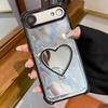 Heart-shaped Mirror Electroplated TPU + Acrylic Phone Case with Holder