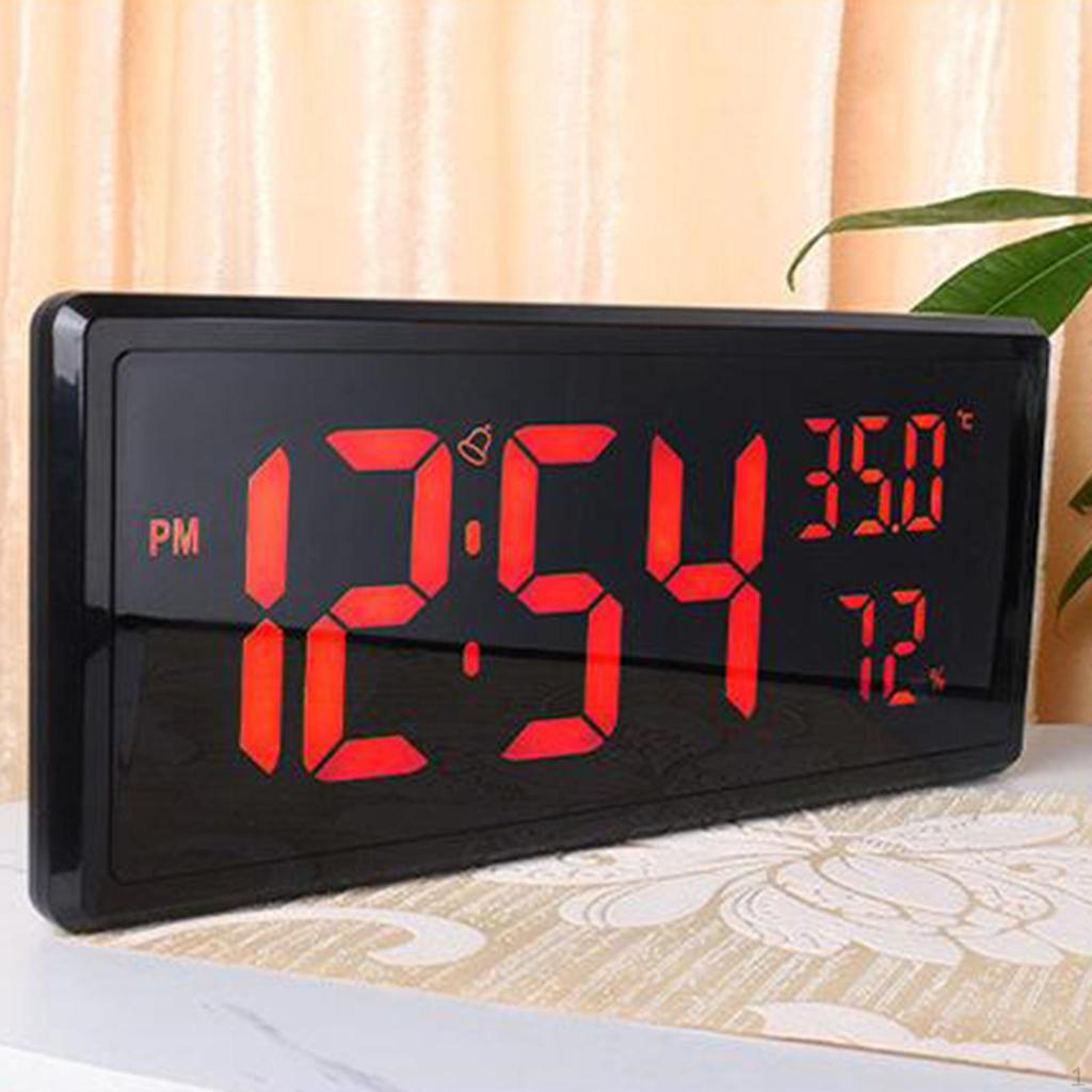 Digital Alarm Clock, Large LED Wall Electronic Table Clock with Temperature And Humidity