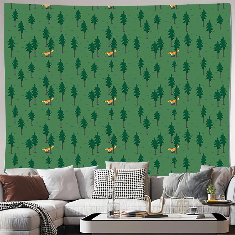 

Forest Tapestry Woodland Fox Deer Nature Backdrop Wall Hanging Room Decor Home Aesthetic Vibe Dorm Decor Living Room Bedroom 74x94cm(29x37in)