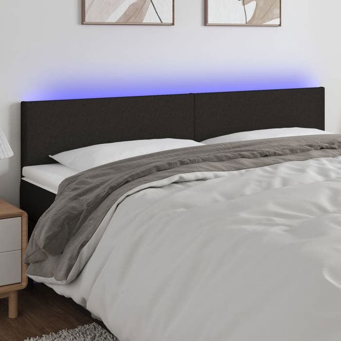 VidaXL LED Headboard Bedroom Furniture Double Bed Accessory Head of Bed Frame Interior Black 3121340