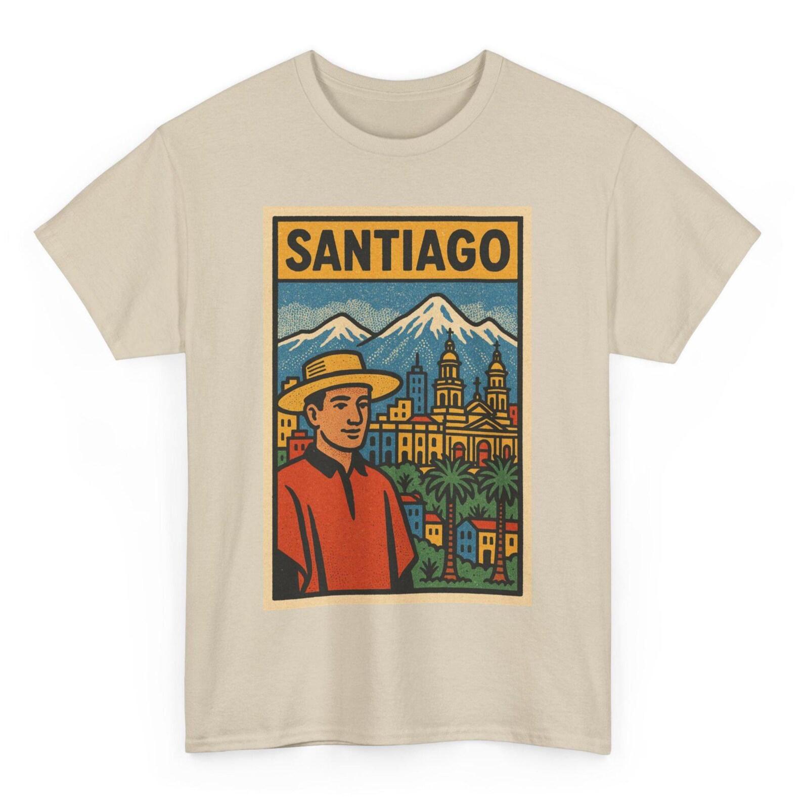 Santiago Chile T-Shirt: Retro Comic Style Andes Graphic Tee S