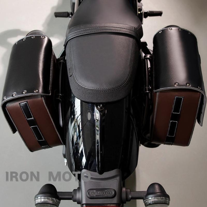 A Pair Motorcycle Saddlebags Retro Brown PU Leather Throwover Saddlebags Side Bag Motorcyclist Saddle Bag Motobike Accessories