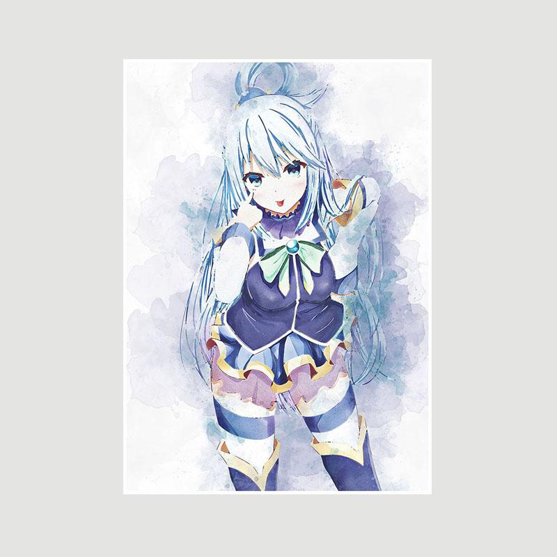 Vintage anime KonoSuba Megumin bílý papír plakáty a tisky ložnice bar kavárna dekorace nástěnná malba retro nástěnné umění malba domácí dekorace