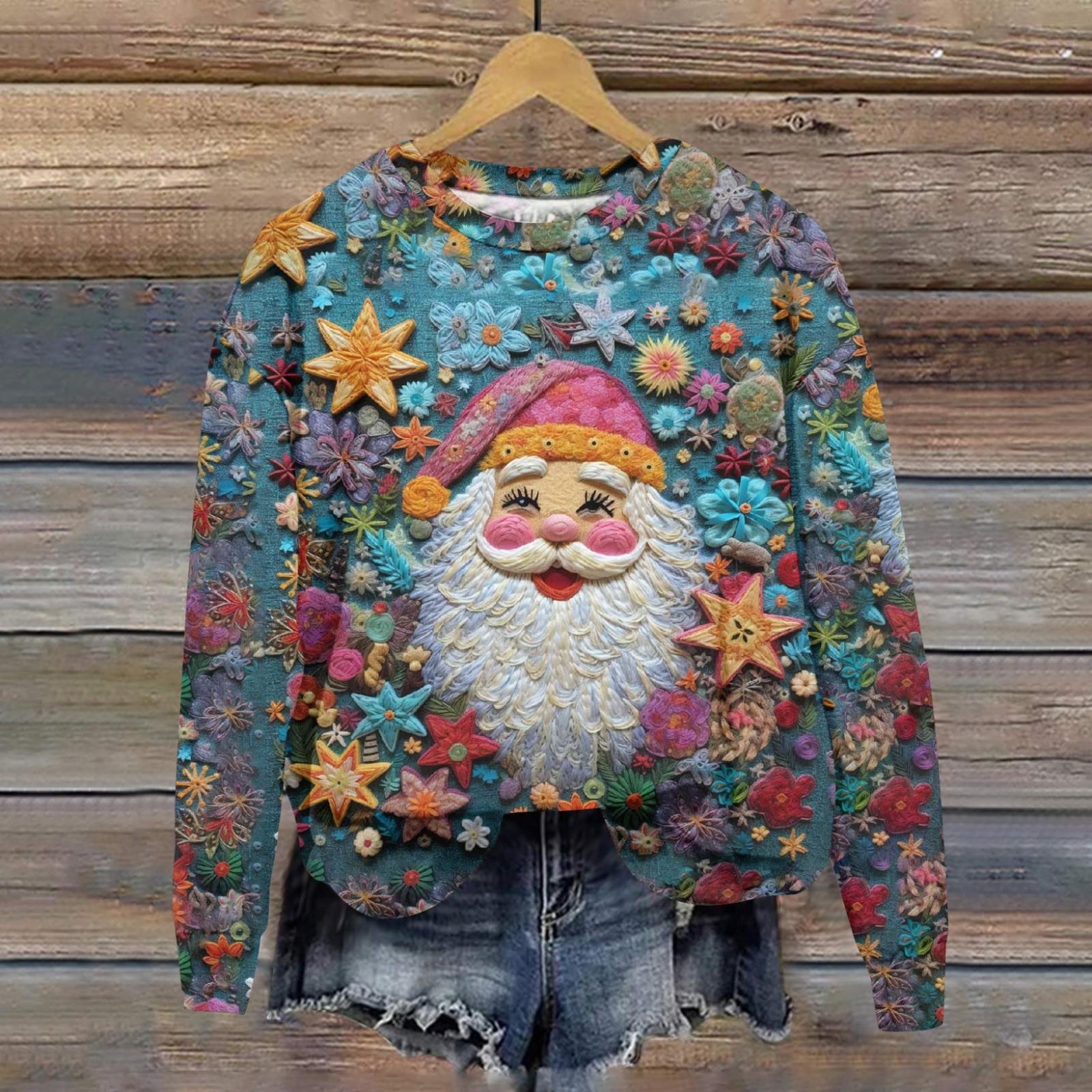 

Женский топ с рождественским принтом Топ с принтом Осенний обычный топ Женский топ с принтом M киноварь