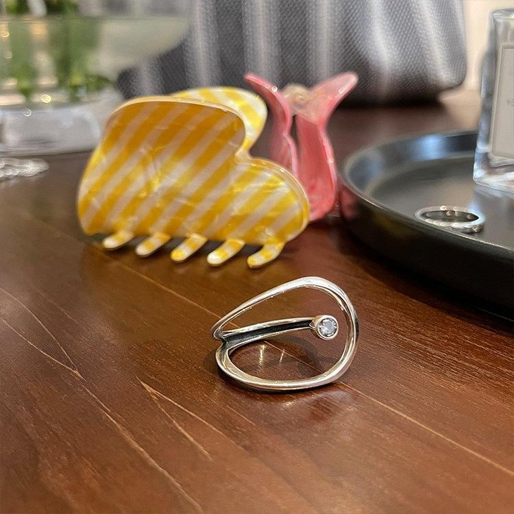 Retro Fashion Women s Geometric Adjustable Open Ring - Hollow Hip Hop Style Adjustable Open