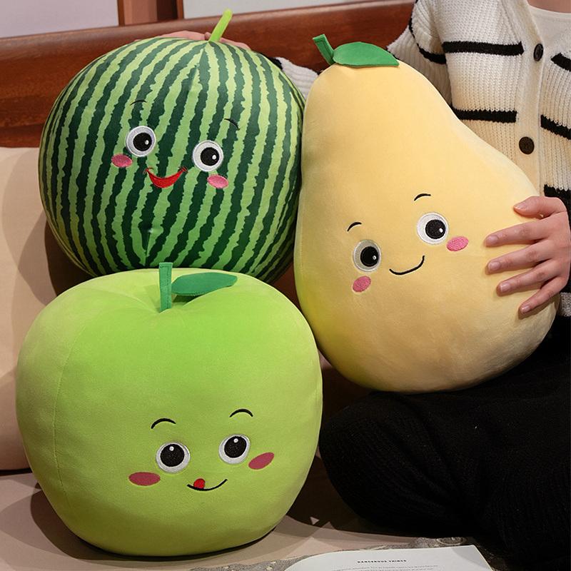 Simulation Fruit Plush Toy Stuffed Watermelon Strawberry Orange Pear Avocado Apple Pillow Soft Food Doll Kids Birthday Gift