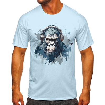 Jungle Aap Aquarel T-shirt 100% Biologisch Katoen Relaxed Fit Artistiek Gorilla Design voor Liefhebbers van Wilde Dieren