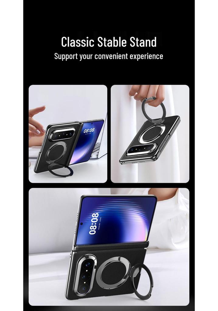 Funda Coleccionista para Teléfono Plegable Huawei Pura X Max con Soporte - Modelo Protector Electroplateado