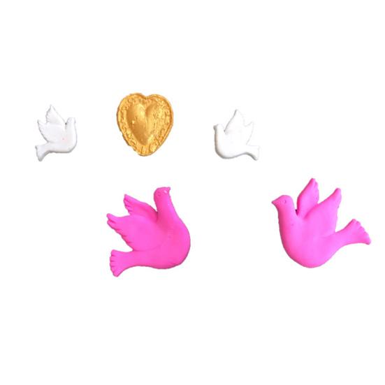 Romantic Heart Silicone Mold Love Bird DIY Decor Fondant Cake Kitchen Bakeware