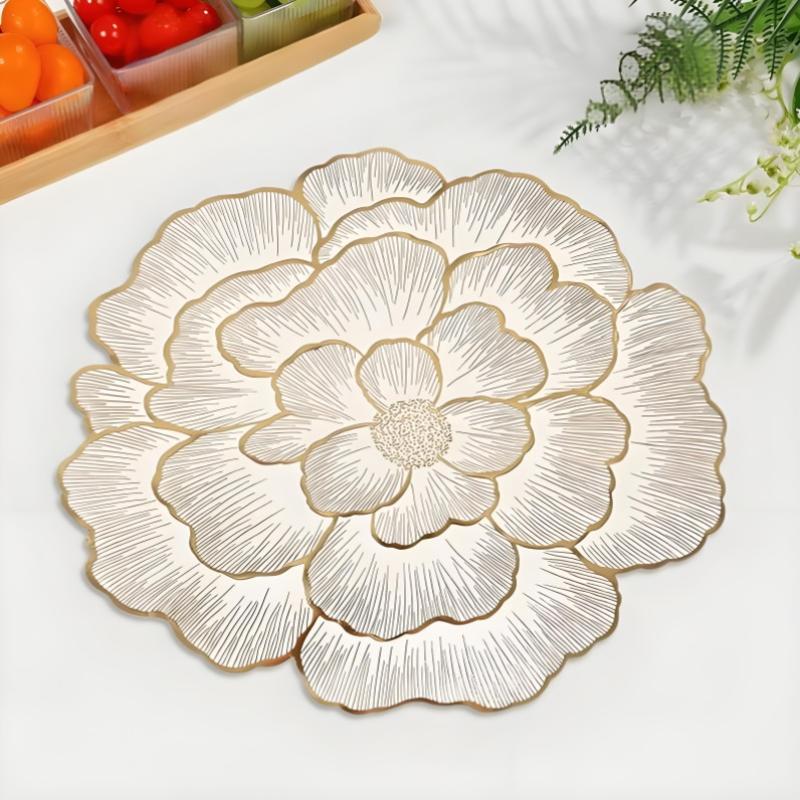 Kreative Rosen-Tischdecke Nordischer Stil Tischdekoration Matte Vergoldeter Home-Untersetzer PVC Rutschfeste Wasserdichte Tischdecke
