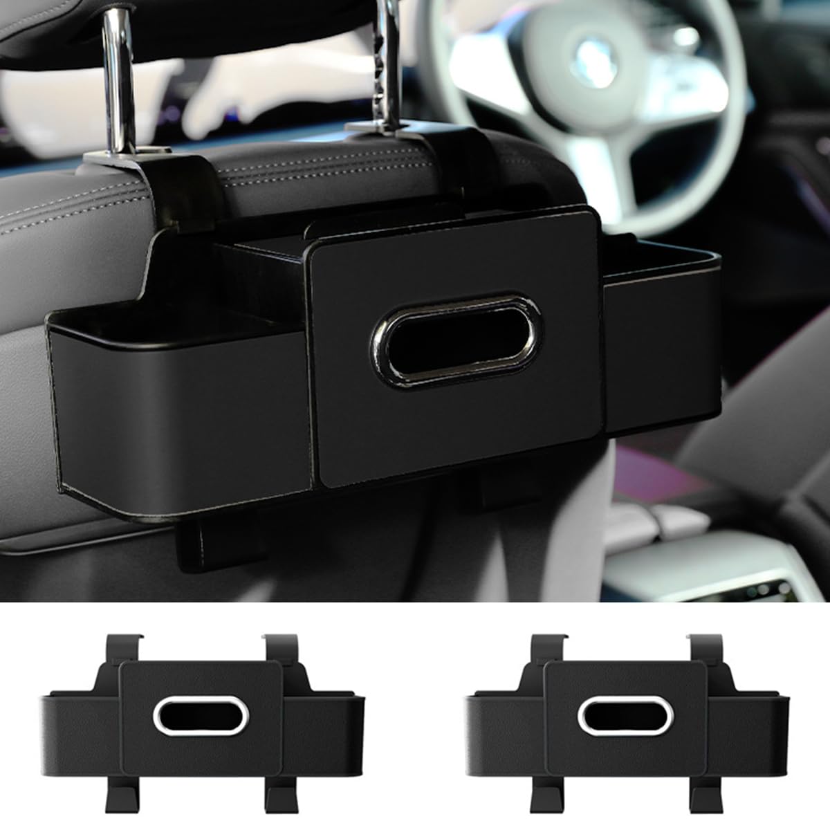 

RAKSONIC Multifunctional Car Seatback Car Backseat Rear Seat Storage Backseat Drink Suitable for Cell Water Paper 2 Pieces Holder, Organizer, Mount, чёрный