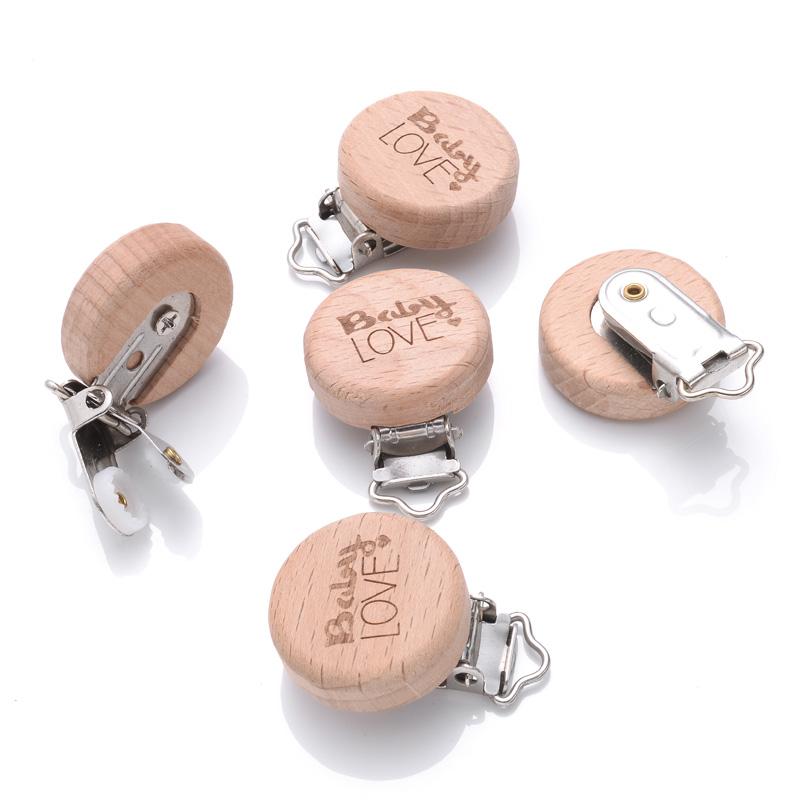 1Pcs 21 Style Baby Beech Pacifier Clips Heart Animal Rainbow Pattern Wooden Metal Clips for Nipple Holder Dummy Clip Soother