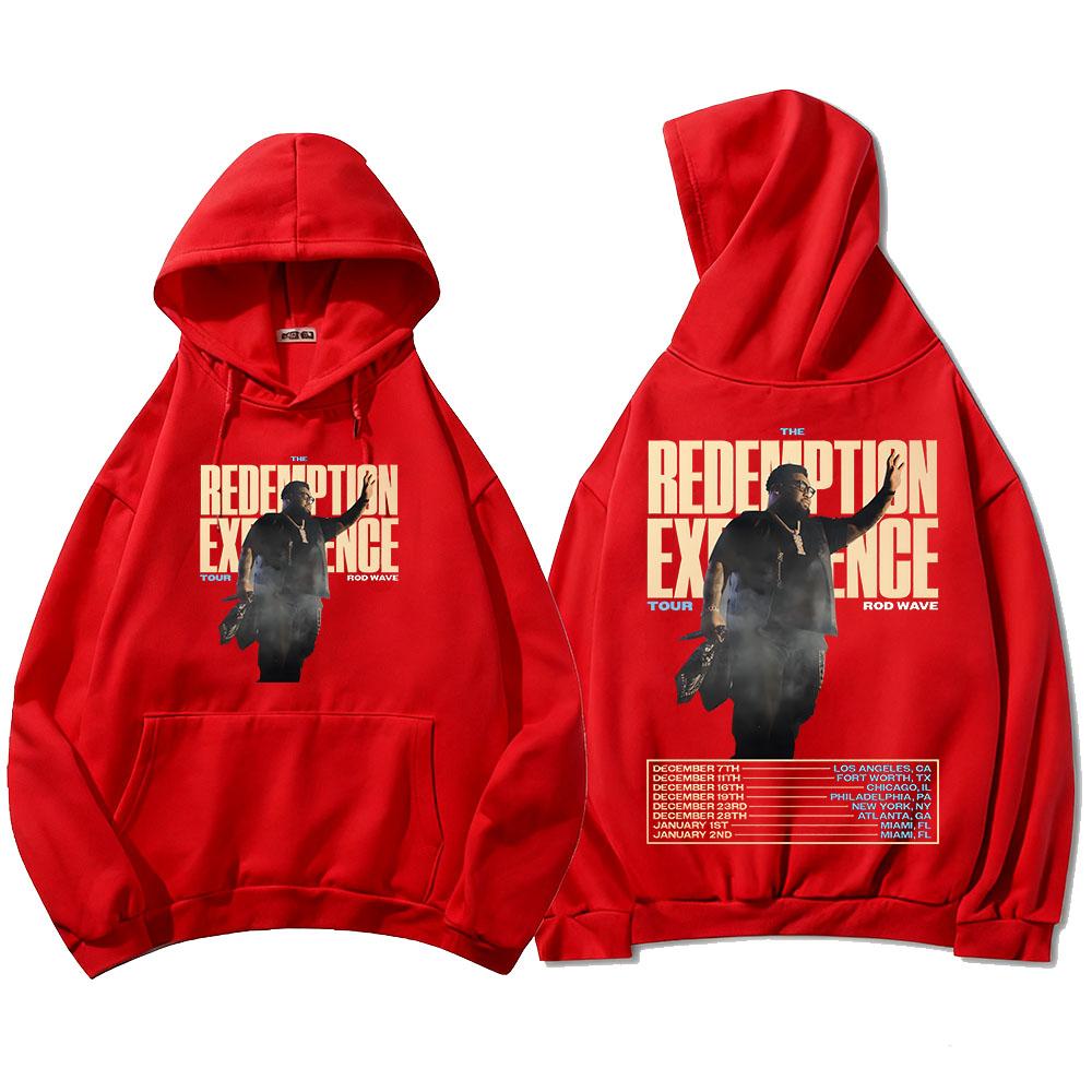 Rod Wave Redemption Tour 2025-2026 Hoodies Winter Fleece Men Women Sweatshirts Hooded Long Sleeve Unisex Streetwear S красный 1780₽