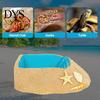 Hermit Crab Water Dish Beach Pool Habitat Ornament with Climbing Ramp & Starfish Shell Simulation Swimming Conch Decor, Reptile Decoration for