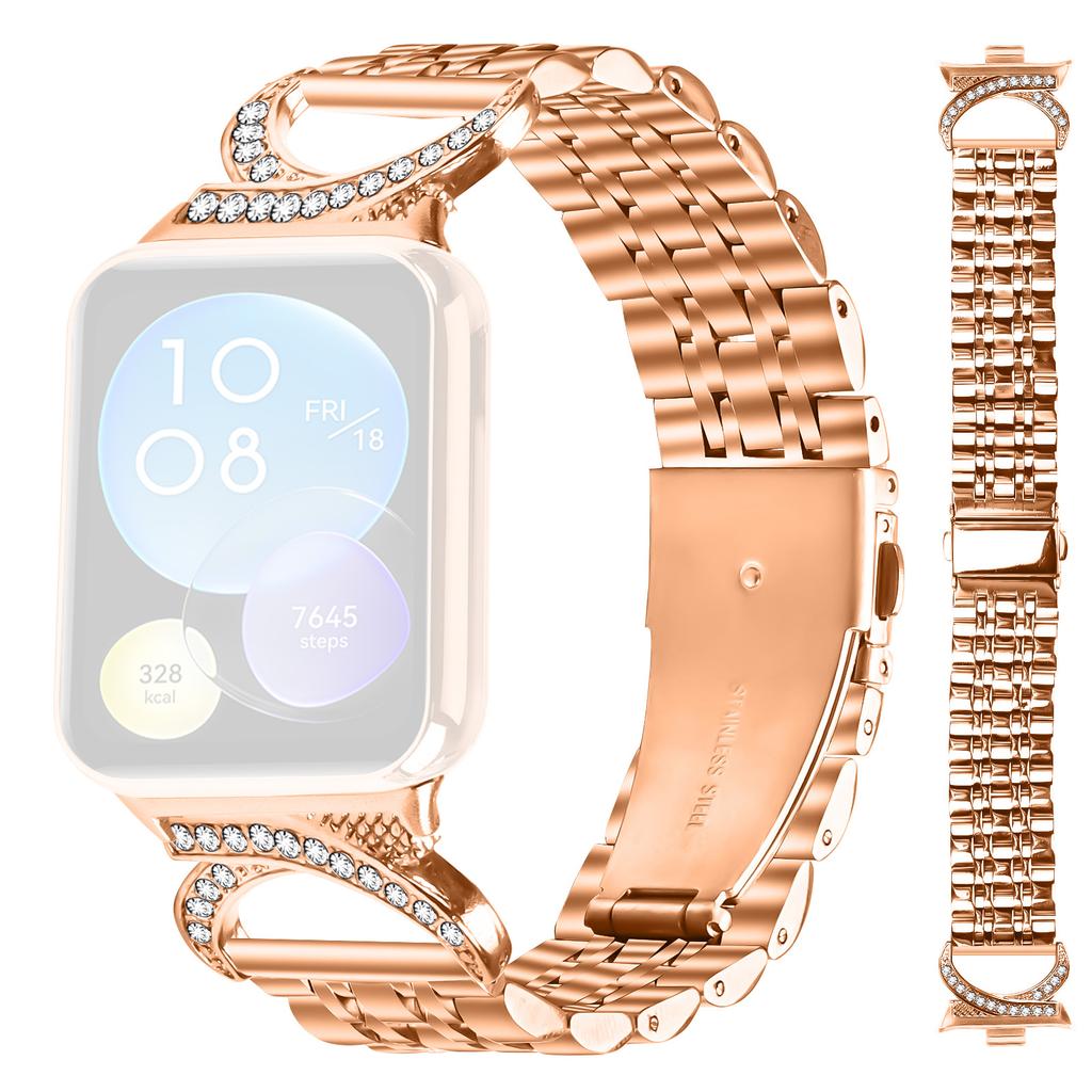 Dla Xiaomi Redmi Watch 5/Watch 4 Pasek Siedmiokoralikowy Stal Nierdzewna Pasek do Zegarka ze Złączem w Stylu Rogu Wołu z Kryształkami