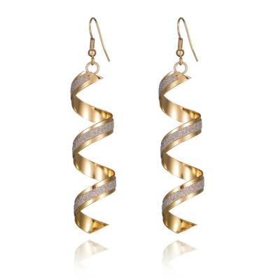 Punk Women Twist Spiral Dangle Charm Earrings Jewelry Valentine's Day Gift Gold Black Stainless Steel Long Peculiar Earrings