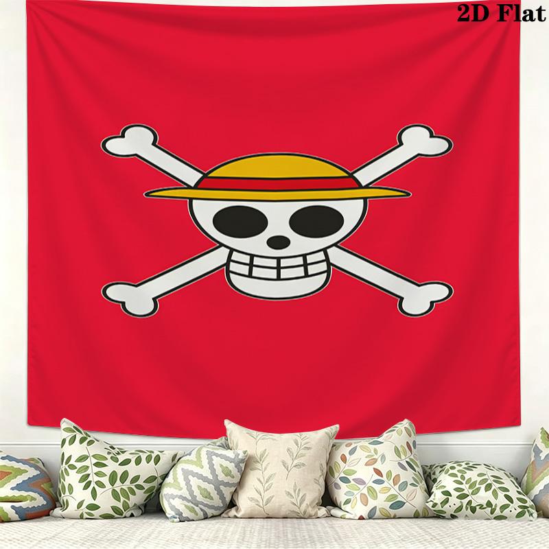 One Piece Logo Wall Tapestry Aesthetic Wall Hanging Printed Fabric Blanket Decorative Tapestries For Bedroom Living Room Home Decor