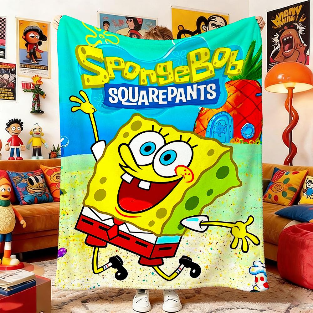 

Throw Blankets and Bedspreads S-SpongeBobes Bedspread on the Bed Blanket Plaid Winter Anime Knee Home Decoration Sofas Cooling 75x90cm