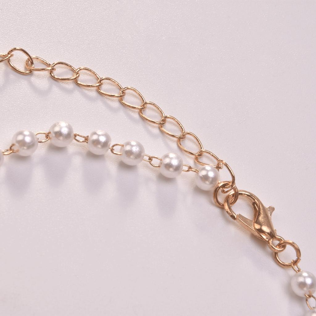 Handmade Round Pearl Chain Anklet Women, Personality Popular White Beach Feet
