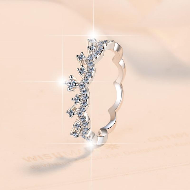 S925 Sterling Silber Ring für Frauen gestapelte Krone Modeschmuck Moissanit Ring Verlobungsring Diamantring Ehering Geschenk für Freundin