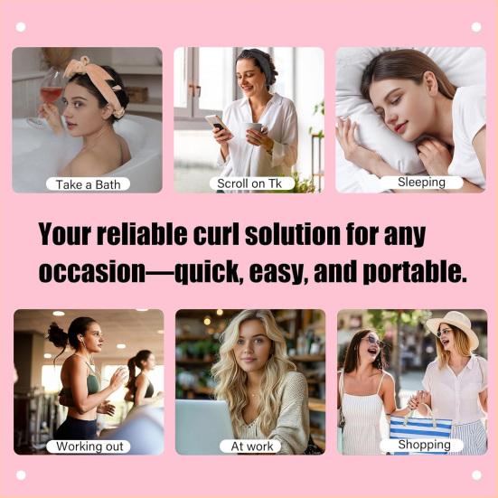 No Heat Hair Curling Rod Bow Headband with 2 Scrunchies Clip Women Overnight Sleeping Velvet Hair Curler Long Hair Curls Roller Styling Tool