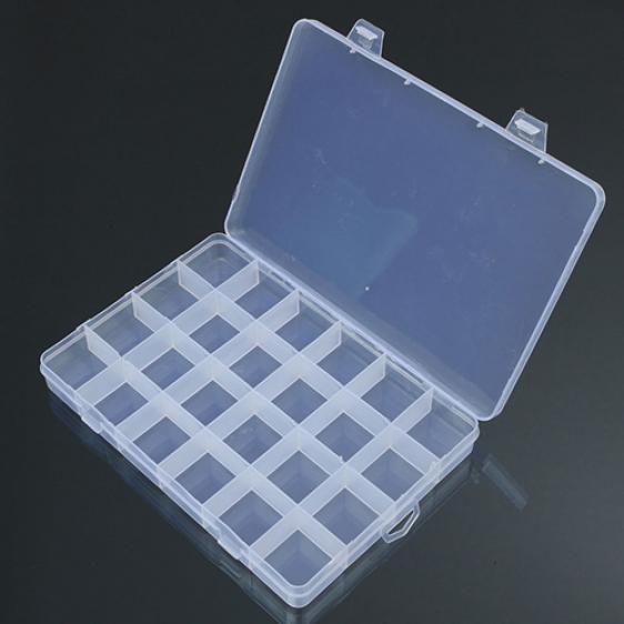 Scatola Portaoggetti In Plastica Con 32 Scomparti E Divisori - Contenitore Trasparente Per Gioielli, Perline, Viti E Piccoli Oggetti, 26x13,2x1,7 Cm