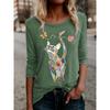 Casual Cartoon Cat Pattern Women's Long Sleeve Tops Animal Print Women's Round Neck T-Shirt
