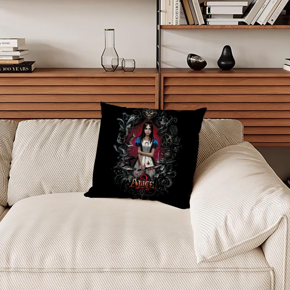 Classic Game A-Alice Madness Returns Pillow Case Sofa Living Room Bedroom Headboard Backrest Cushion Square Cushion Nap Time