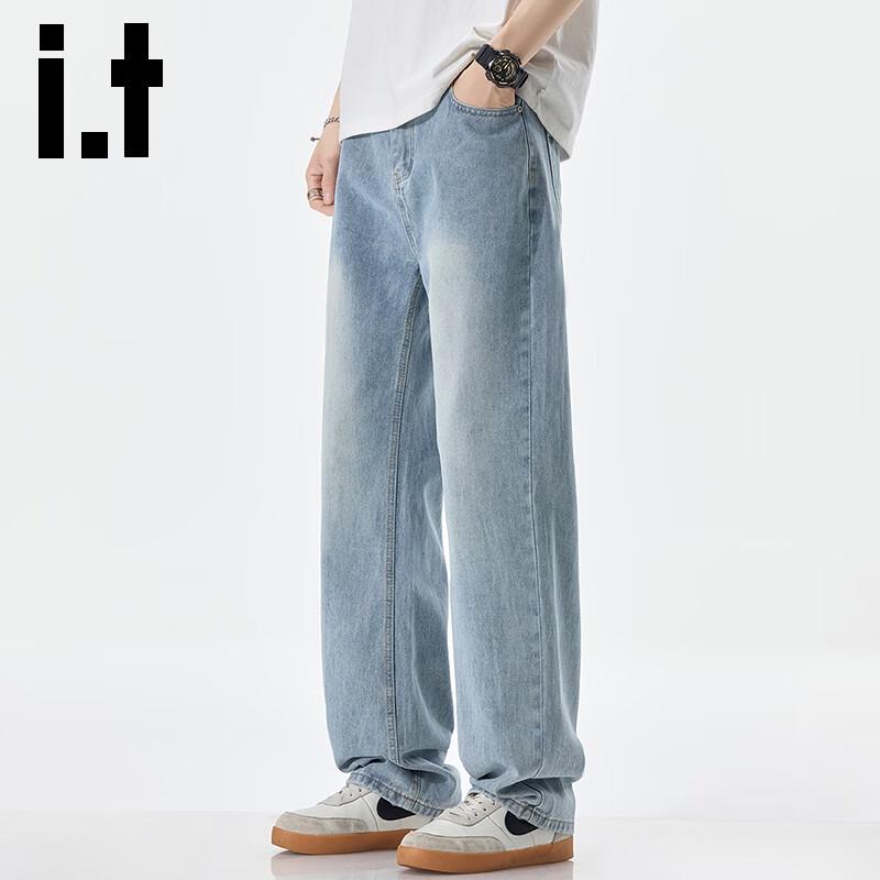 

Мужские джинсы прямого кроя свободного силуэта с широкими штанинами M