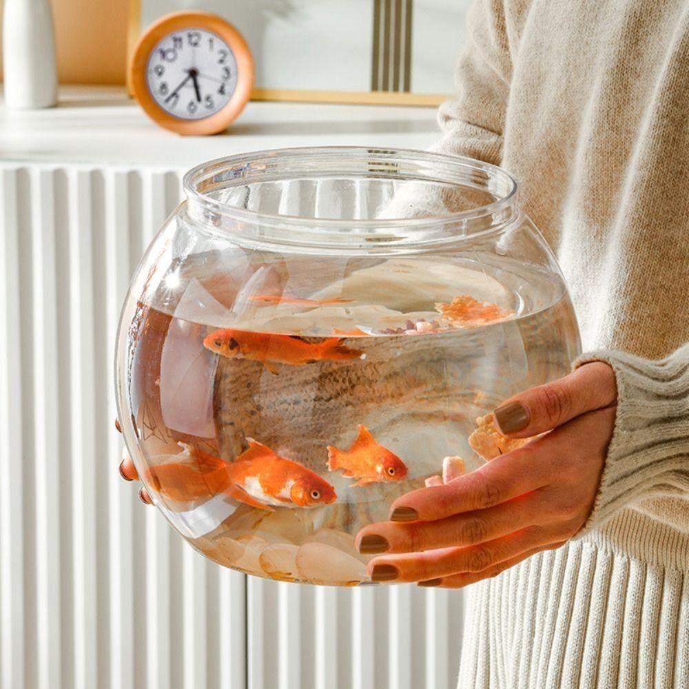 New Transparent Fish Tank Plastic Round Aquarium Unbreakable Lightweight Goldfish Tank Home Decor