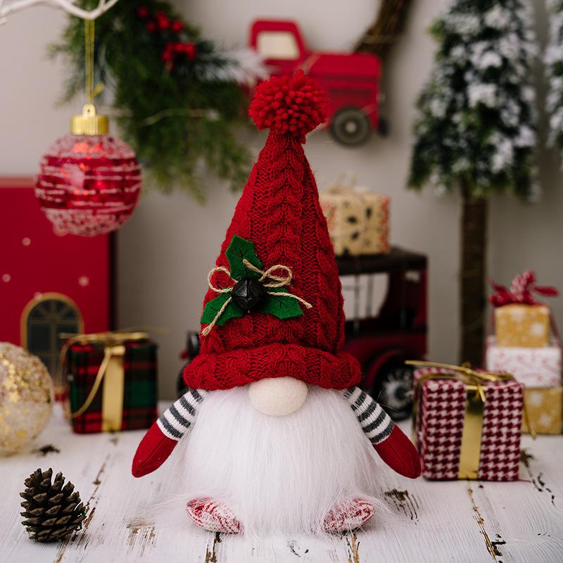 Christmas Festival Lighted Gnome with Knitted Hat & Rudolph Ornament