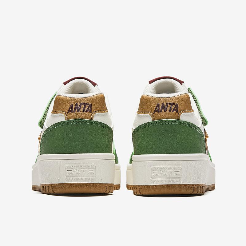 Anta Comfortable Versatile Non-Slip Wear-Resistant Low-Top Kids Skate Shoes Kids Sneakers White Green A12448099-3