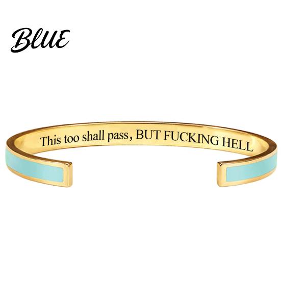Adjustable Open Cuff This Too Shall Pass Mantra Bracelet Engraved Motivational Inspirational Bracelet Bangle Hidden Information Encouragement Jewelry