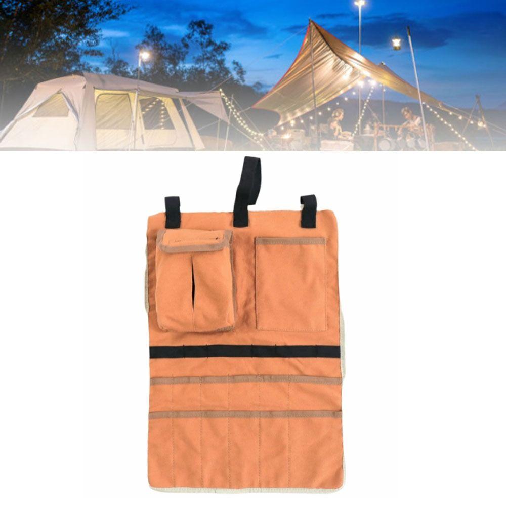 Khaki Storage Organizer Canvas Space Saving Bag Durable Camping Gear Organizer  For Travel