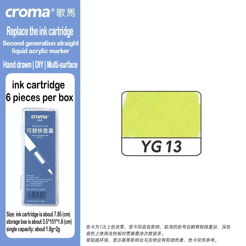 Croma 160/24 Color Replaceable Ink Refill Liquid Soft Tip Acrylic Marker Non Toxic Waterproof School Office Supplies Stationery