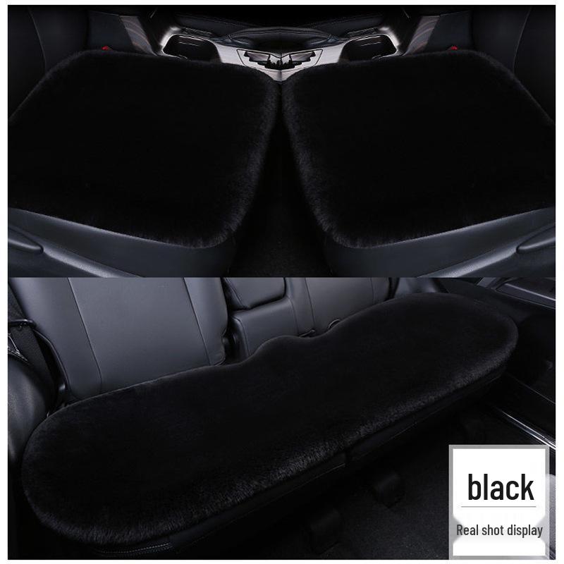 Winter Rabbit Plush Car Seat Cushion Set - 3-Piece No-Back Design for Single Seats
