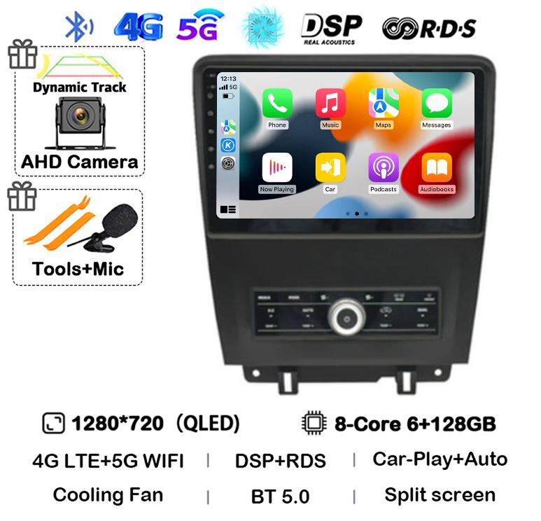 Android 14 WIFI+4G Carplay Auto For Ford Mustang 2010 2011 2012 2013 2014 Car Radio Multimedia GPS Navi Player 360 Camera Stereo