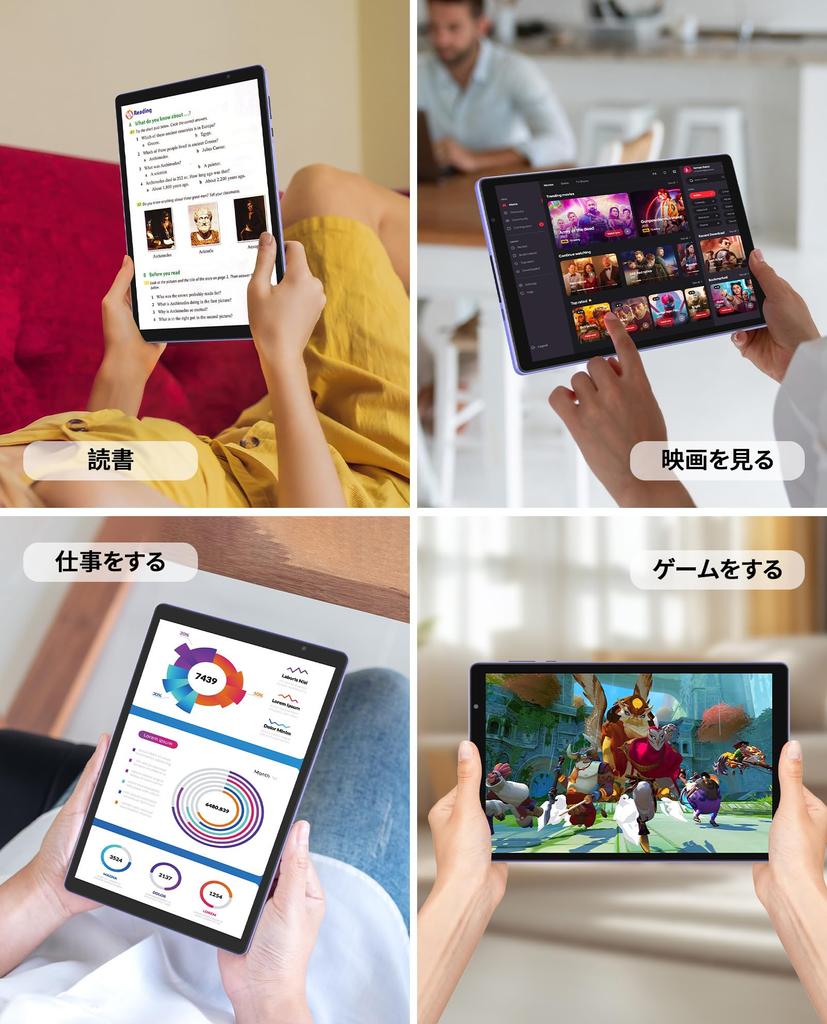Android 14 Tablet with SD Card 6000mAh Bluetooth Dual 1280 X 800 FHD IPS GMS Purple 10-inch Wi-Fi, 4GB+32GB+1TB Expansion, Storage, Quad-Core CPU,