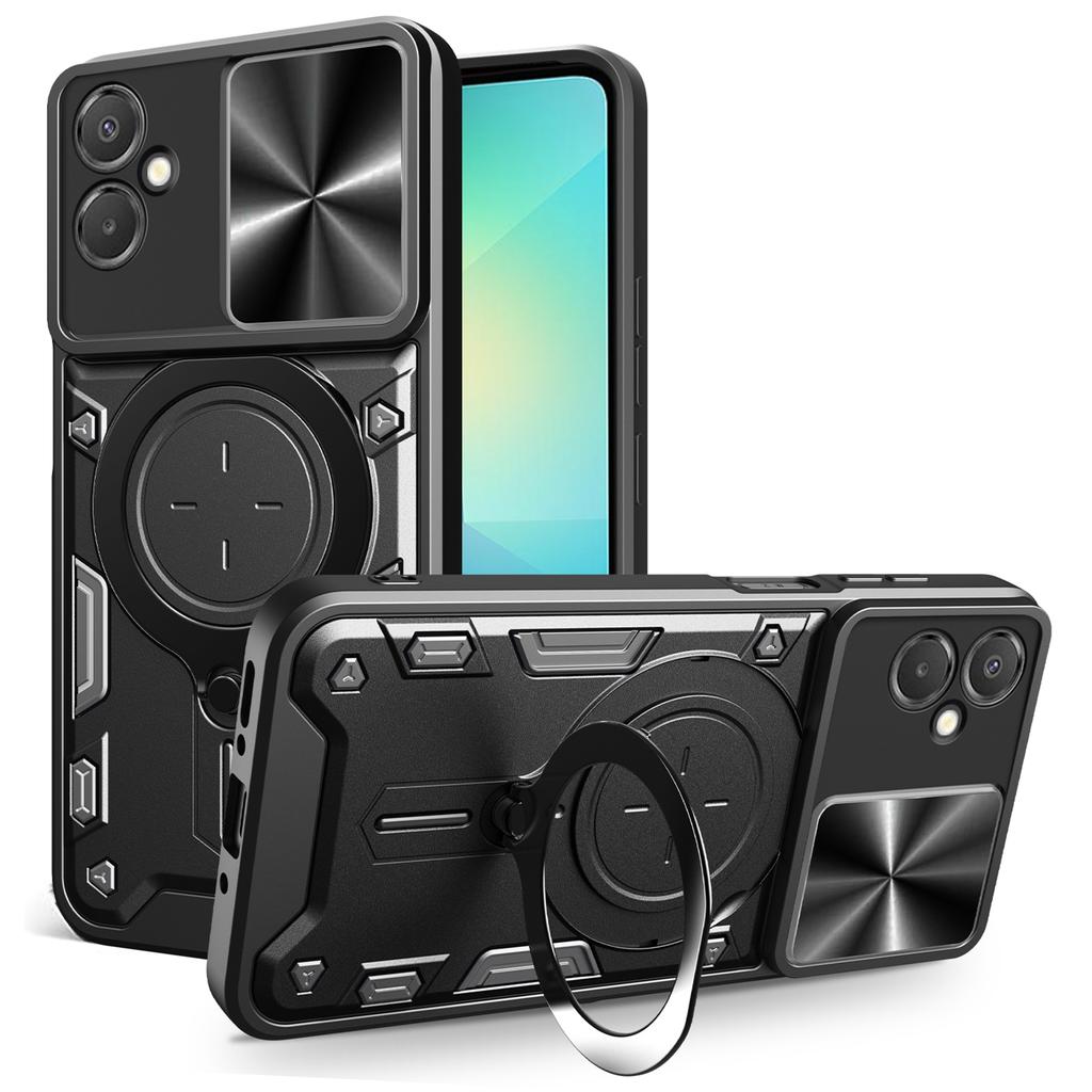 For Samsung Galaxy A06 5G Case TPU + PC Phone Cover with Kickstand , Slide Lens Window
