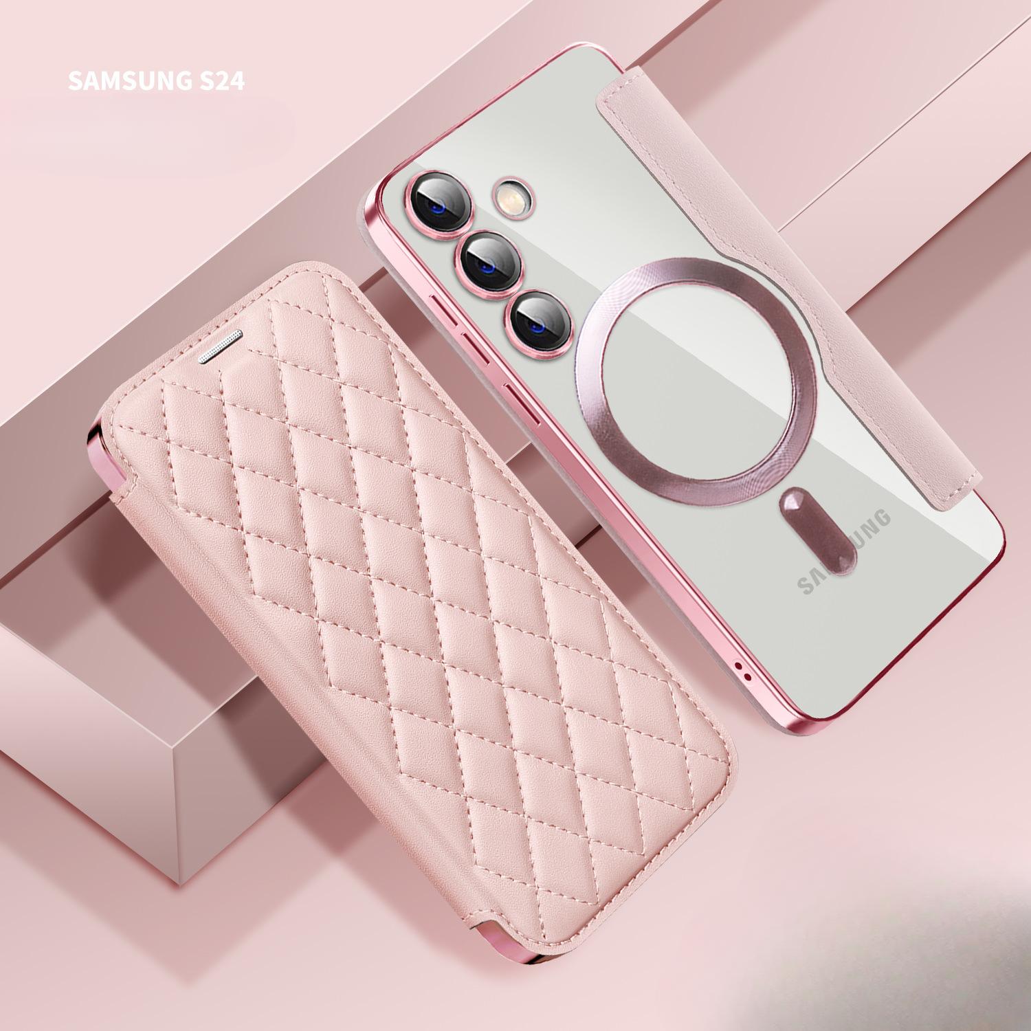 Podnikateľské magnetické kožené puzdro pre Samsung S24U/S23Fe/S22 +/A05S Galvanizované flip puzdro S22