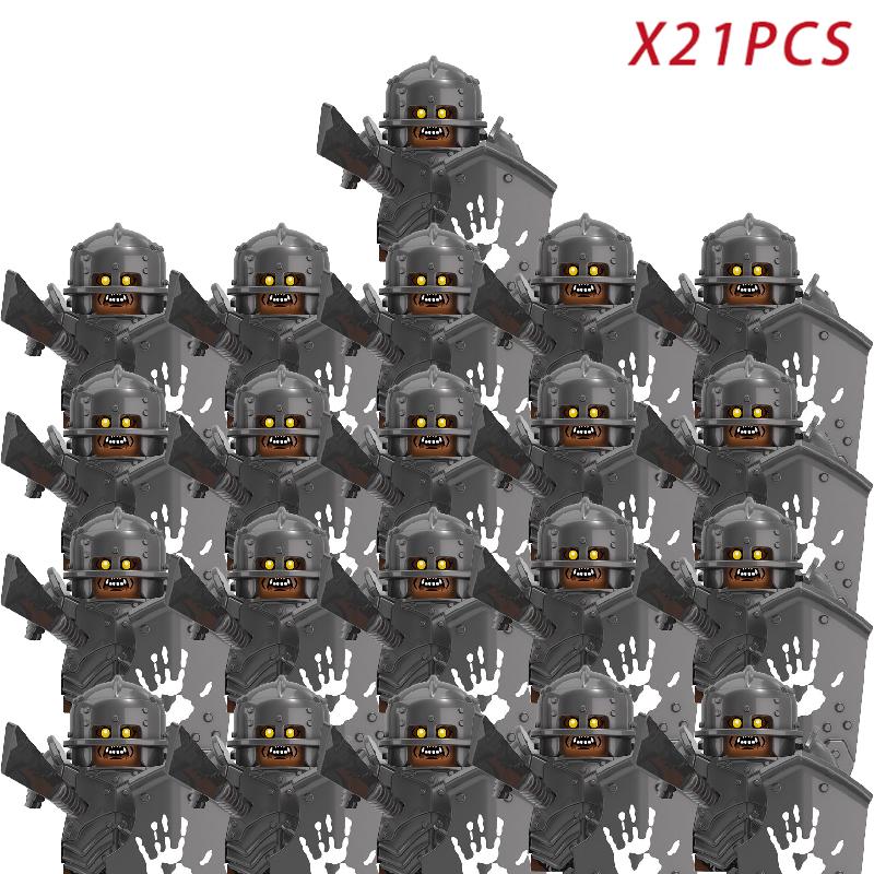 New 8pcs/lot MOC Uruk-hai Orc Army Group Orcus Figures Model Building Blocks LOTR Bricks Medieval Toys for Children gifts