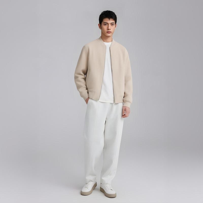 Zara Suede Texture Zipper Pilot Jacket Men Jackets Beige 8574700-710