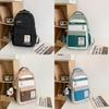 Retro Workwear Style Large Capacity Backpack Women Korean Version High School Students Color-blocking Trendy Shoulder Bag Men Travel Backpack