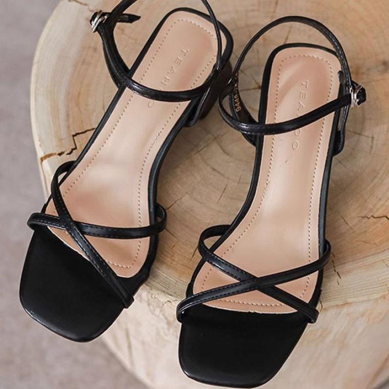Coarse Heel High Heels with Sandals Women's New Summer Beautiful Medium Heel Temperament Shoes