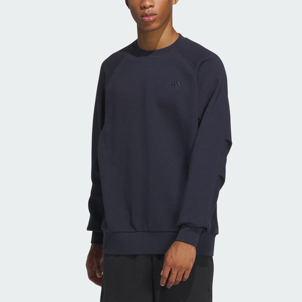 Adidas All Szn Oversized Sweatshirt With Solid Color Letter Logo Embroidery Details Sports Crew Neck Pullover Men Sweatshirt Legendary-Ink-Blue IX6822