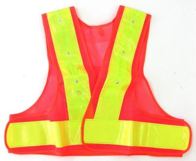 Ichinen Access Beruf SECURITY Sicherheitsbedarf LED Kurze Reflektorweste Orange x Gelb 87430 Hohe Kapsel mit Batterie