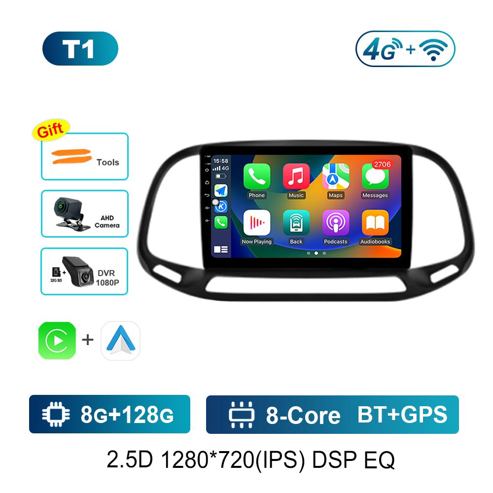 9 Inch Car Video Multimedia Player Android System GPS Navigation for Fiat Doblo 2015 - 2019 Carplay WiFi Touch Screen Bluetooth