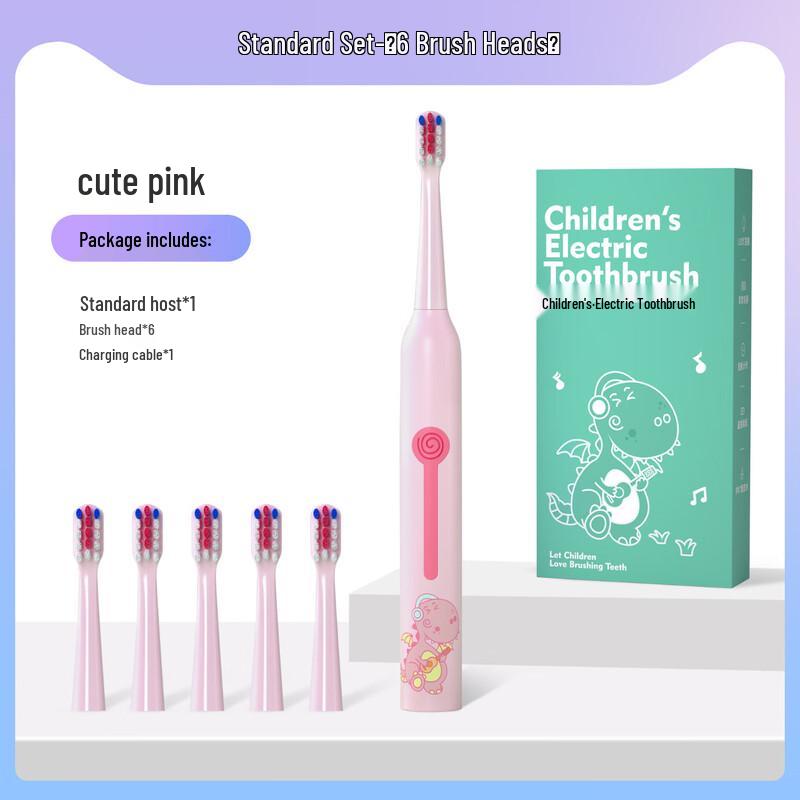 

Qianbaimei Children s Soft Bristle Electric Toothbrush Pink Dinosaur