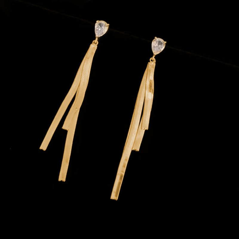 Light Luxury Style Long Fringed Earrings Femininity Showing Face Thin Earrings Cold Wind Earrings